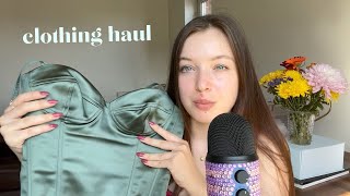 ASMR clothing haul thrifted free people Uniqlo 🌻🐚💗 [upl. by Aeneas]