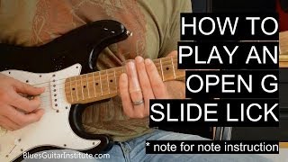 Lesson 014  Slide Guitar Lick in Open G [upl. by Esiuqram735]