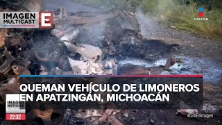 Queman camioneta que trasladaba a limoneros en Apatzingán Michoacán [upl. by Marchak]