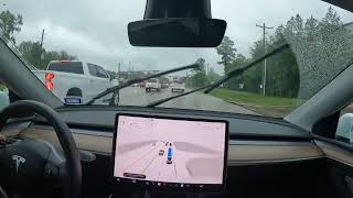 Tesla FSD Beta v123 First drive in the rain [upl. by Hilda588]