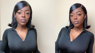 90s Inspired Flip Bob w Swoop Bang Tutorial Easy Protective Style [upl. by Ydal]