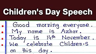 Childrens Day Speech in English  10 lines speech on Childrens Day  14 November speech [upl. by Ximenes]