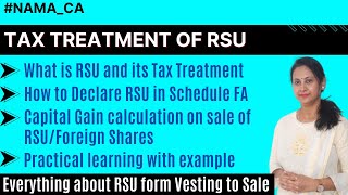 Restricted Stock Units RSUs Explained  Taxation rules in India I Declare RSUs in Schedule FA [upl. by Ellirpa77]