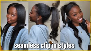 Viral Clip in Hairstyles on Silk Pressed Hair  ft Better Length [upl. by Aicilec734]