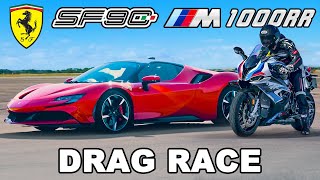 Fastest Ferrari v Fastest BMW Superbike DRAG RACE [upl. by Olney]