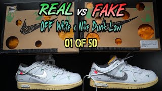 REAL vs FAKE Off White Nike Dunk quotLot 1 of 50quot [upl. by Ylram]