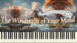 The Windmills of Your Mind piano tutorial НОТЫ  MIDI [upl. by Olim585]