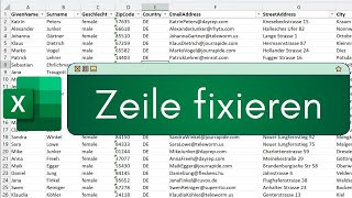 Excel Zeile fixieren  SchrittfürSchrittAnleitung [upl. by Analad]