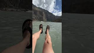 ziplining over atabadlake hunza pakistan gilgitbaltistan nature [upl. by Elwira238]