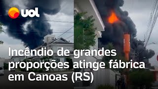 Incêndio em Canoas RS Mais de 60 bombeiros foram necessários para conter chamas [upl. by Dene]