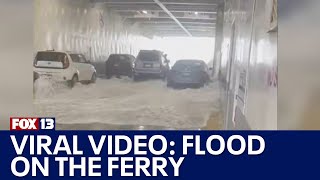 Viral video shows Washington state ferry deck get flooded while crossing Strait of Juan de Fuca [upl. by Ahon27]