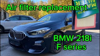 How to change air filter BMW 218i F44 F series luft filter wechseln DIY [upl. by Farver]