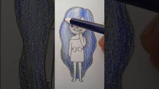 Drawing of a blue cartoon girl [upl. by Hotchkiss]