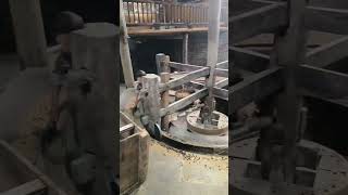 The process of crushing camellia seeds with a water wheel [upl. by Gavin]