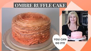 How to make a OMBRE RUFFLE CAKE l Beginner Cake Decorating Tutorial [upl. by Irrahs259]