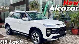 New 2024 Hyundai Alcazar Base Model Walkaround  Detailed Review [upl. by Kusin]