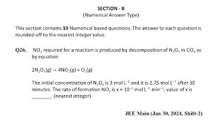 Q26 JEE Main Chemistry PYQ Jan 30 2024 Shift 2  NO2 required for a reaction is produced by [upl. by Ellenig]