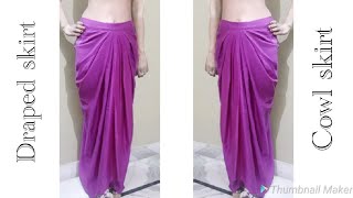 DrapedCowl skirt cutting and stitching  Dhoti style trendy skirt making  Dhoti dress tutorial [upl. by Ibrad]