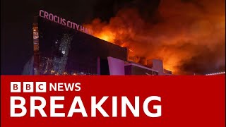 Moscow terror attack “at least 40 dead” as gunmen storm concert hall  BBC News [upl. by Pahl820]