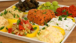 Türkische Vorspeisen Vorspeiseplatte  Hummus  Acuka  Auberginen Salat  Cerkez Tavugu [upl. by Conant]