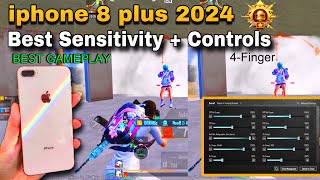 iphone 8 plus Best Sensitivity 2024😍 4FINGER Controls pubg mobile [upl. by Jolda]