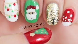 ☃ Easy Christmas Nails Freehand ☃ [upl. by Grounds906]