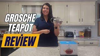 GROSCHE Joliette Glass Teapot Review 🍵 Clear Teapot with Stainless Steel Infuser for Loose Leaf Tea [upl. by Bunny]