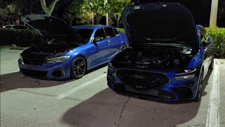 2022 Genesis G70 Bolt Ons E30 amp Meth vs 2020 BMW M340i Bolt Ons OTS E30 [upl. by Kenyon]