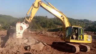 Komatsu JackHmmer  Cat Excavator  Doosan Excavator Loading of Dumper Stone Work and Street Break [upl. by Esoryram]