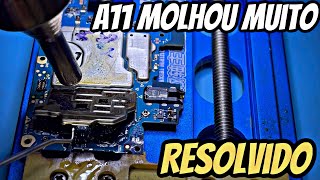 Samsung A11 molhou e não liga  Procedimento de limpeza e resolda [upl. by Galatia371]