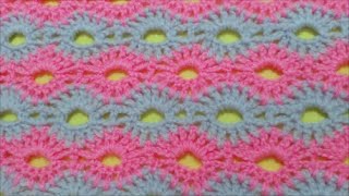 How to Crochet Road of flowers Stitch  Crochet Patterns  2 [upl. by Enert]