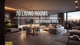 70 Living rooms with dining area open kitchens  4K  Modern design in basic neutral tones [upl. by Holt]