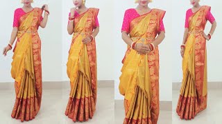 bengali atpoure saree wearing style  বিয়ে বাড়ির শাড়ী স্টাইলস  kivabe porte hoy atpoure saree [upl. by Sucramad]