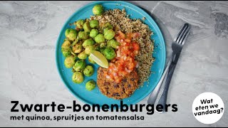 Wat eten we vandaag Zwartebonenburger met quinoa spruitjes en salsa – recept – Allerhande [upl. by Shatzer440]