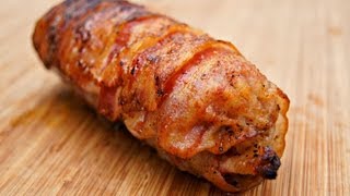 Bacon chicken pork sausage roll recipe for the BBQ aka The PIG PECKER  Pitmaster X [upl. by Urata633]