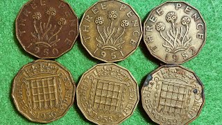 1950 to 1959 Three Pence Coins UK [upl. by Enelia216]