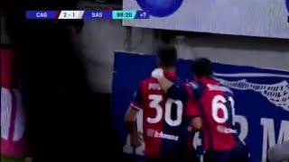 Gol di Leonardo Pavoletti CagliariSassuolo 21 Gol e highlights prolungati 2023 [upl. by Sordnaxela]