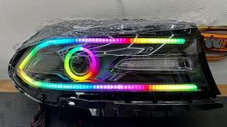 20152023 Dodge Charger RGBW ColorChasing DIFFUSED LED Halo DRL Flow Series Custom Headlights [upl. by Hoover]