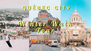 Quebec City Walk  Winter Tour  A scenic beauty you must visit [upl. by Hadias]