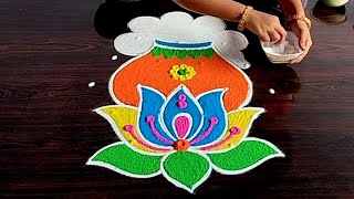 Bhogi Kundala Muggulu 🌹 Sankranthi Pongal Rangoli 🌹 Pongal Muggulu 🌹 Bhogi Muggulu 🌹 Pongal Pot Rang [upl. by Epperson86]