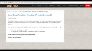 Using Google Translation Translate API in ASPNet using C [upl. by Kcirddec]