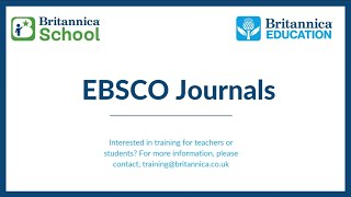 Accessing EBSCO Journals through Britannica School [upl. by Ashelman]