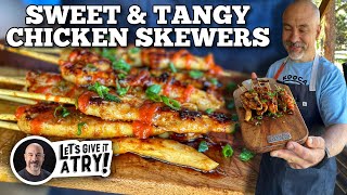 Todds Sweet amp Tangy Chicken Skewers  Blackstone Griddles [upl. by Kassie659]