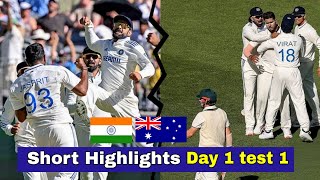 India vs Australia test 1 day 1  short Highlights  BGT 2024 [upl. by Bullion]