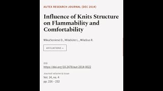 Influence of Knits Structure on Flammability and Comfortability  RTCLTV [upl. by Sylvanus]