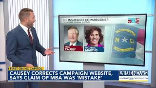 Causey corrects campaign website says claim of MBA was mistake [upl. by Giamo429]