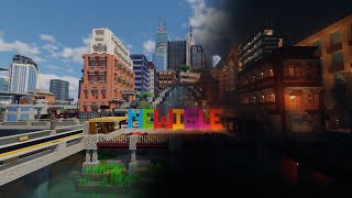 Minecraft City Timelapse  Newisle Modern City Map [upl. by Ingaborg]