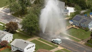 Water main break shoots water high into air in Maryland [upl. by Sisely]