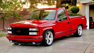 1993 Chevy Silverado C1500 Regular Cab Shortbed OBS  Victory Red  46 Drop [upl. by Adamec874]