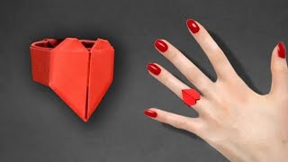 Make an Origami Heart Ring  Easy Paper Folding Crafts [upl. by Sivram]